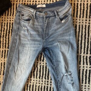 KanCan Light Blue Skinny Jeans with Distressed Knee